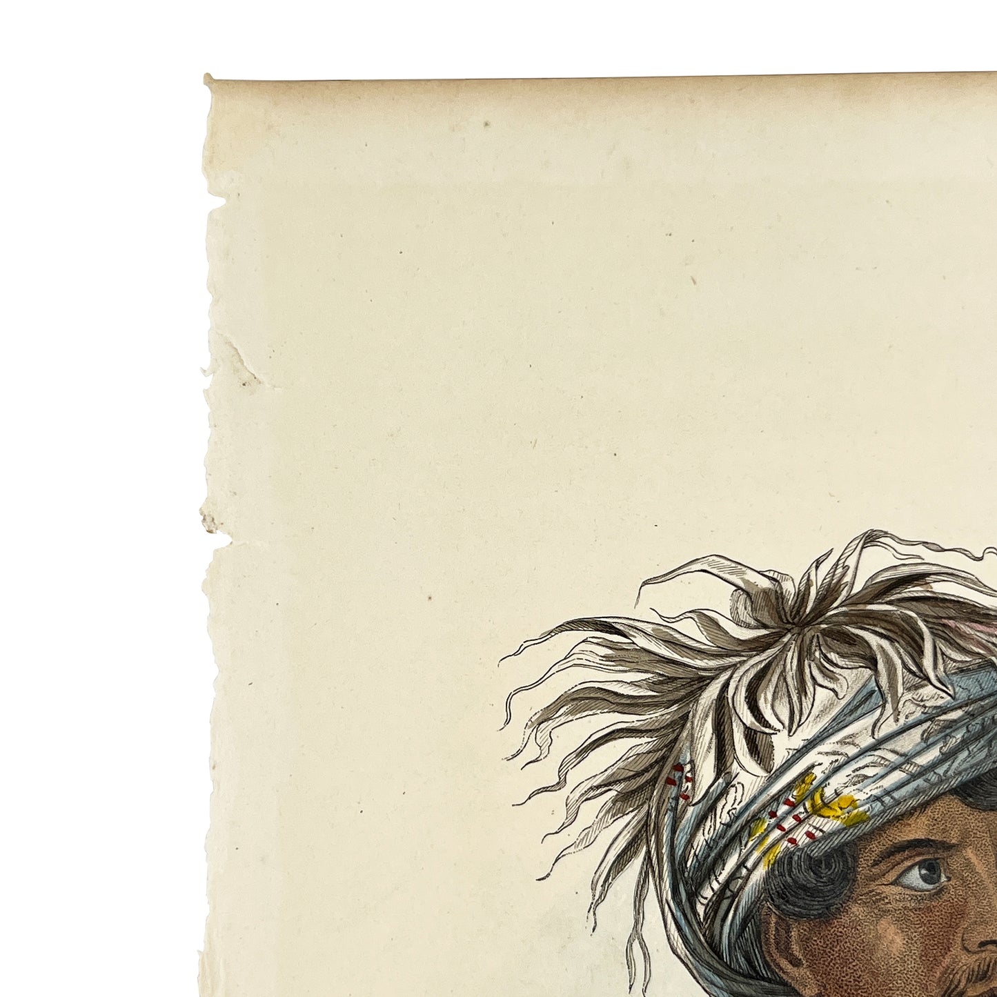 Antique Hand-Colored Engraving Tuch-ee Cherokee Chief After Catlin c 1845
