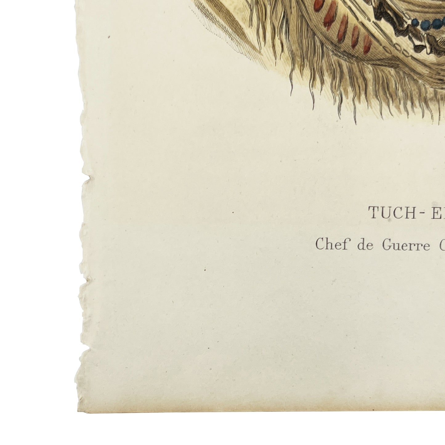 Antique Hand-Colored Engraving Tuch-ee Cherokee Chief After Catlin c 1845