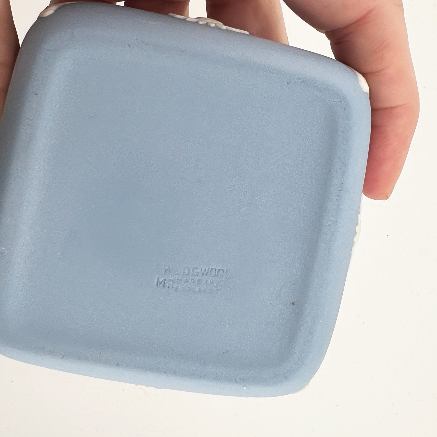 Wedgwood Blue Jasperware Lidded Trinket Box with Neo Classical Relief