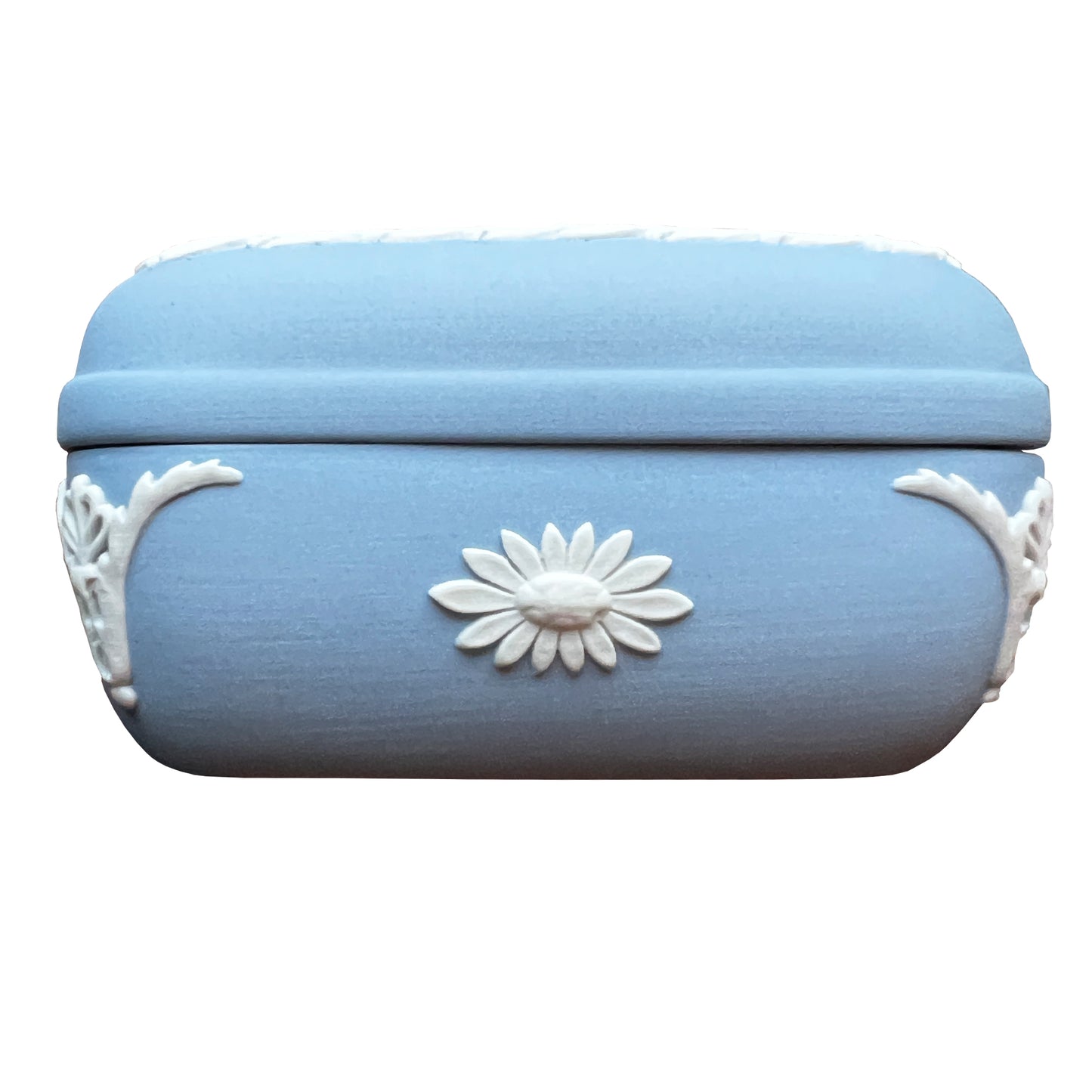 Wedgwood Blue Jasperware Lidded Trinket Box with Neo Classical Relief
