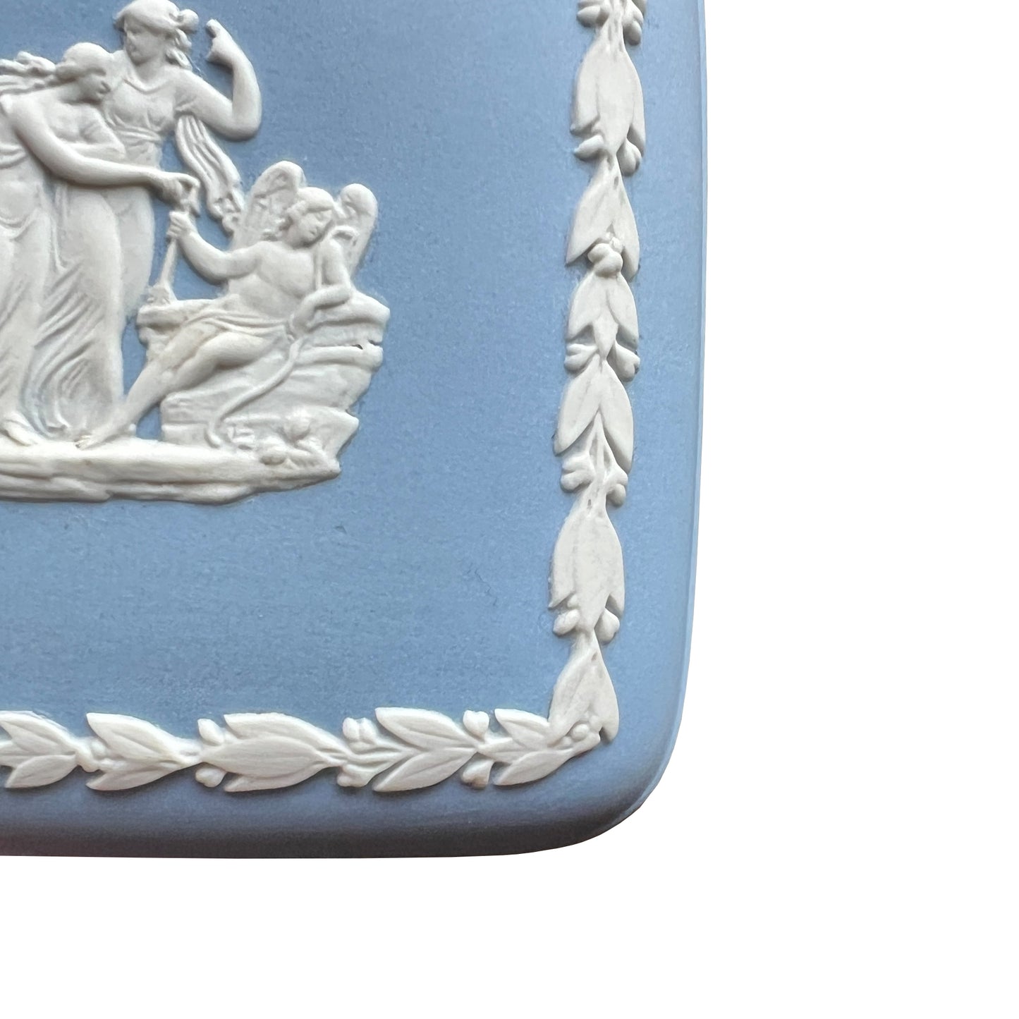 Wedgwood Blue Jasperware Lidded Trinket Box with Neo Classical Relief