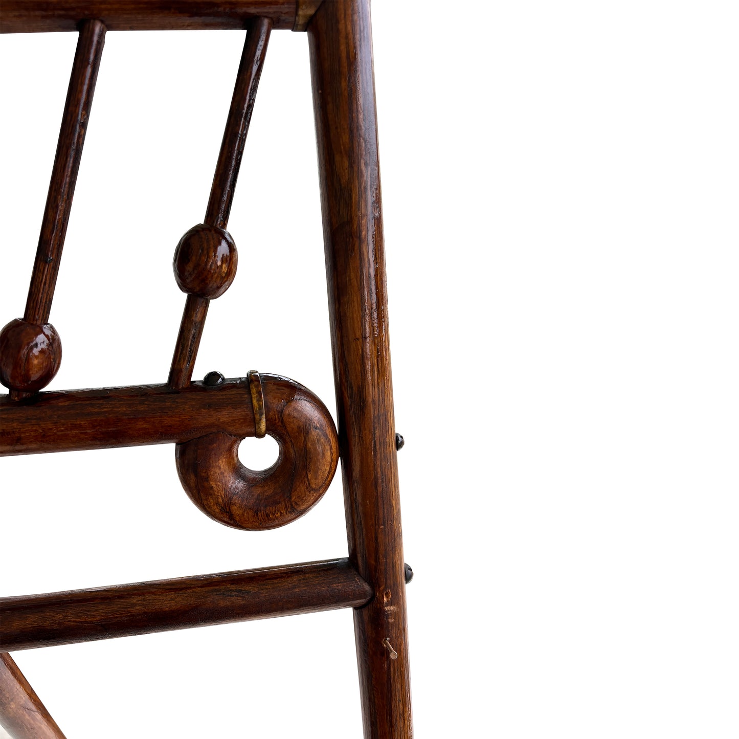 Large Stick and Ball English Victorian Campaign Floor Easel in Turned Wood 1900s
